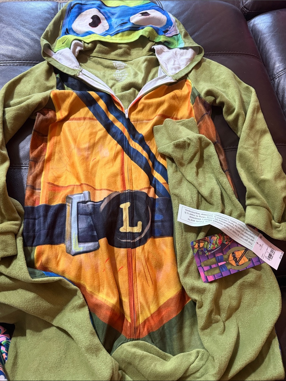 Nickelodeon Leonardo Green Blue Orange Turtle Hoodie Costume